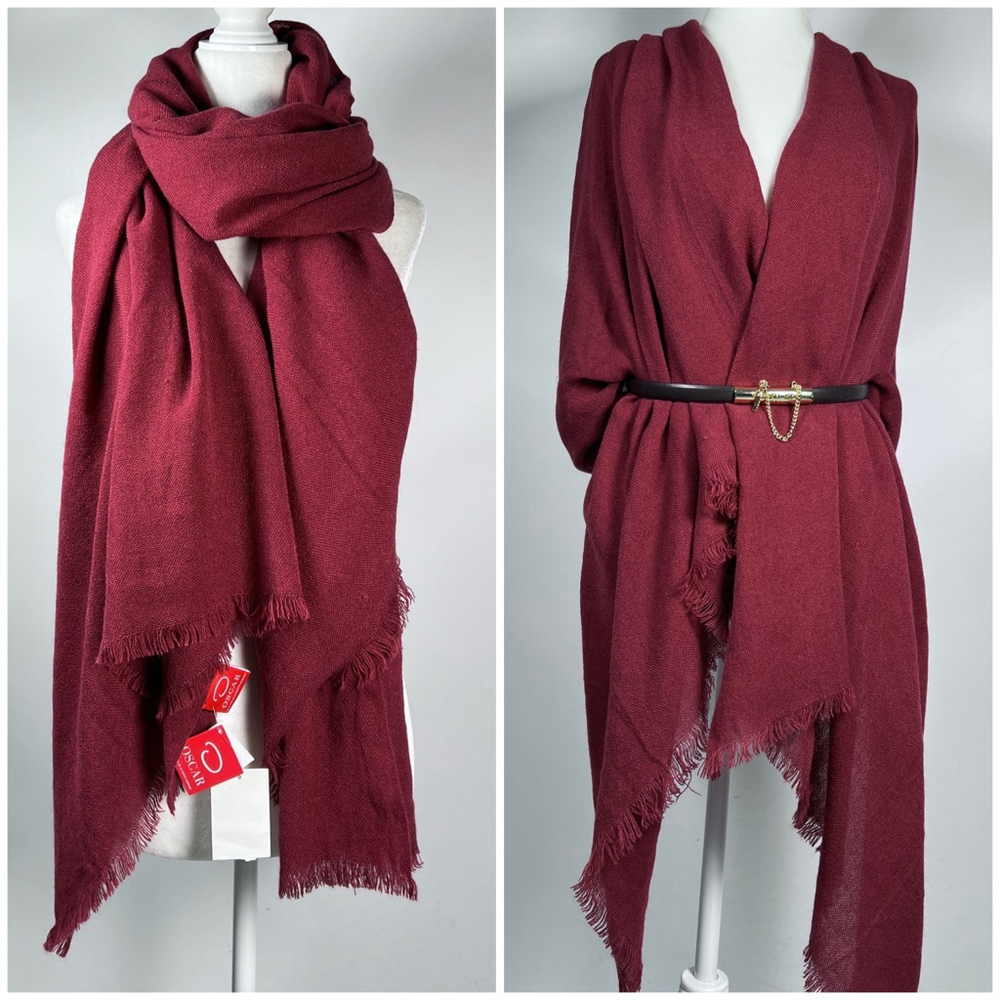 NWT Oscar de la Renta Mens Wrap Burgundy One Size Scarf